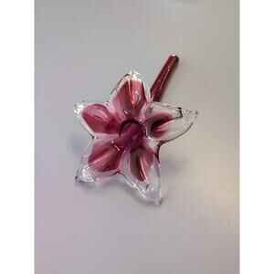 Vintage Pilgrim Cranberry Glass Lily Flower Single Blossom Bud Vase Sculpture 9”